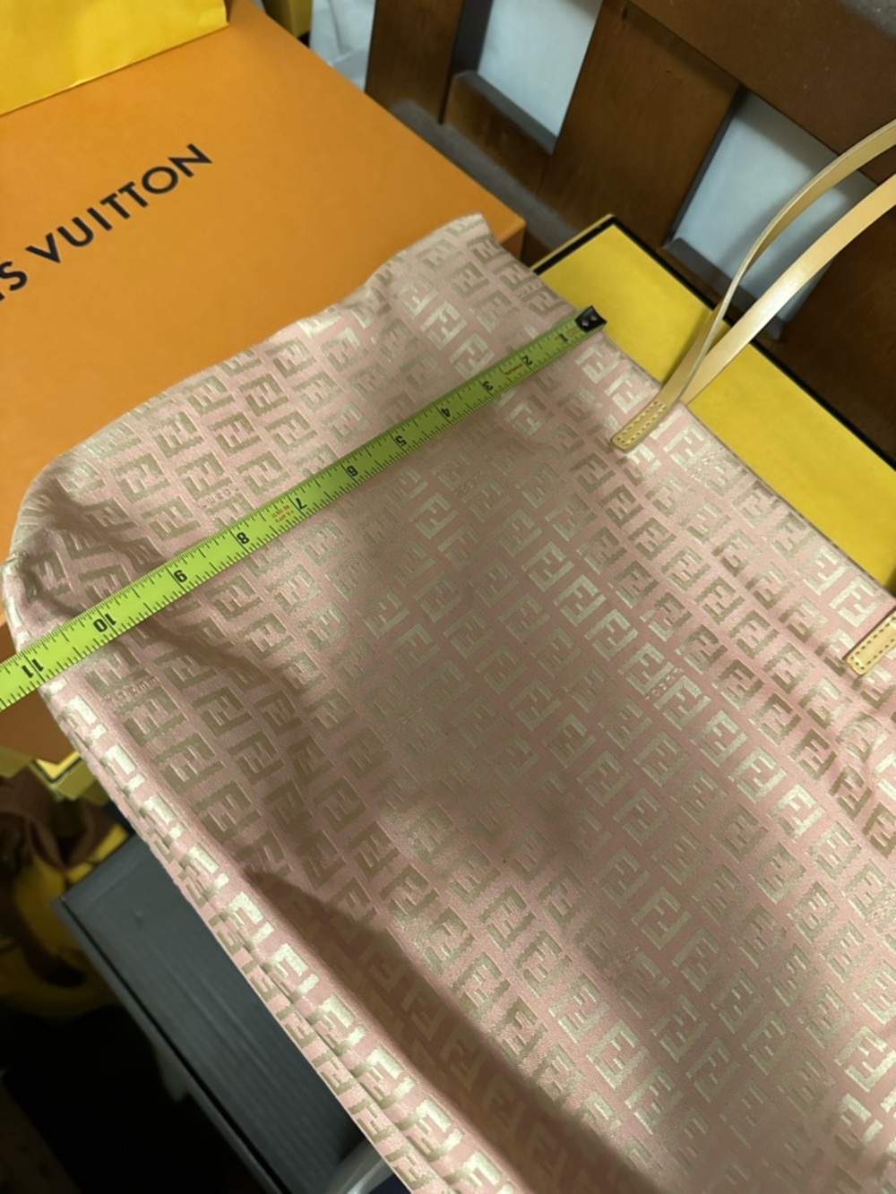 Fendi Pink FF Jacquard Tote with Tan Leather Straps - Picture 11 of 11